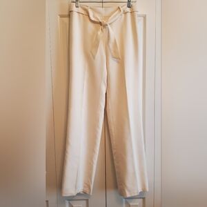NWT Womens J McLaughlin White 100% Silk Wide Leg Pants With Sash Belt Lined Sz 0
